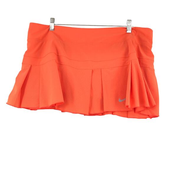 Nike Womens Size XL Pleated Woven Skirt Skort Turf Orange Built in Shorts - Picture 1 of 14